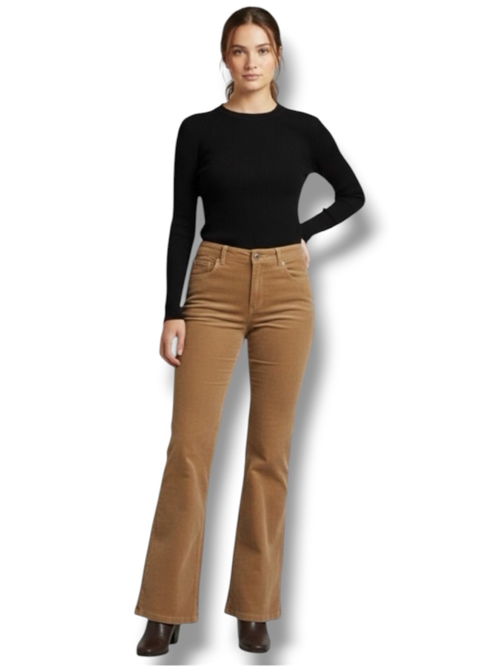 Jones New York Sport Pants Y2K Corduroy Flares Stretch Tan Brown Women’s Size 6